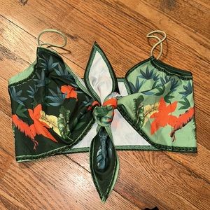 Tropical tie crop tank top